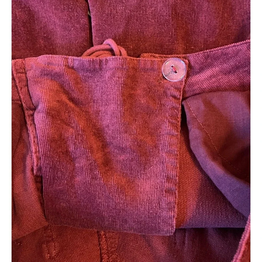 Anthropologie CHRYSANTHEMUM Burgundy Corduroy Bell Bottom Flare Pants 30x34 Sz L - Picture 6 of 8